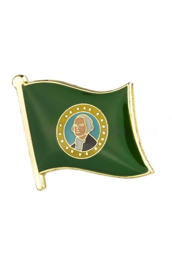 1 PCS0.75x0.63 inch) Washington Flag Pin Suit lapel flag pins Plated Metal Enamel Souvenir Hat Men Women Patriotic