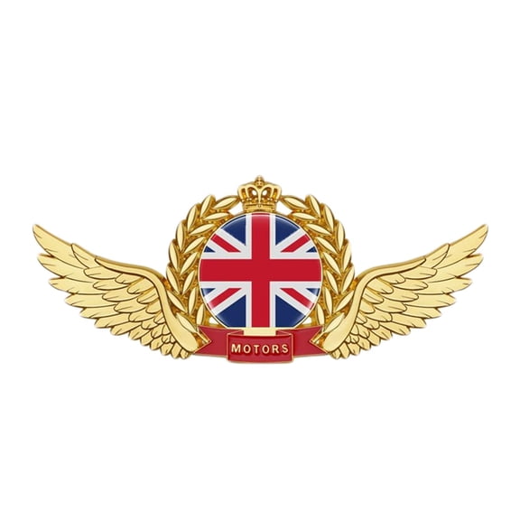 Ysmzzmsy 1 PCS Country Flag Motors Crown Wheat Ear Wings Emblem Metal Decal, 5.5x2.2 inches, Decorative Car Motorcycle Sticker