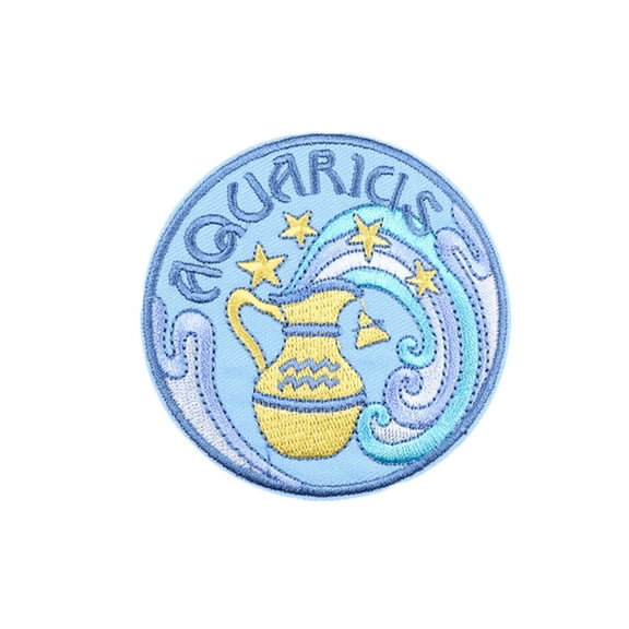 Ysmzzmsy 1 PCS Pattern Iron On or Sew On Embroidered Aquarius Patch