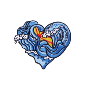 Ysmzzmsy 1 PCS Waves Iron On or Sew On Embroidered Waves Patch  Heart Shaped Patch
