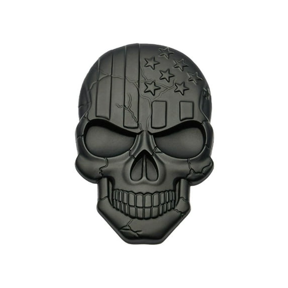Ysmzzmsy 1PCS 3D Skull American Flag Car Decal, Metal Look Sticker, 1.7 x 2.68 inches, Black