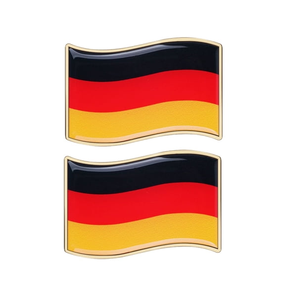 Ysmzzmsy 2 PCS Country Flag Car Emblem Sticker, 3.15 x 2 inches Golden Border, Metal Alloy, High Adhesive, Scratch-Resistant