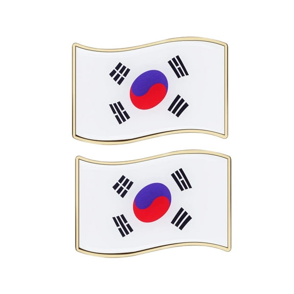 Ysmzzmsy 2 PCS Country Flag Car Emblem Sticker, 3.15 x 2 inches Golden Border, Metal Alloy, High Adhesive, Scratch-Resistant