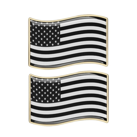 Ysmzzmsy 2 PCS Country Flag Car Emblem Sticker, 3.15 x 2 inches Golden Border, Metal Alloy, High Adhesive, Scratch-Resistant