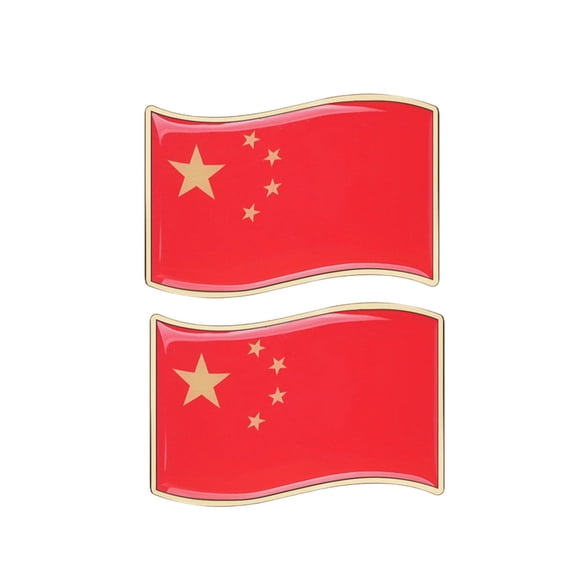 Ysmzzmsy 2 PCS Country Flag Car Emblem Sticker, 3.15 x 2 inches Golden Border, Metal Alloy, High Adhesive, Scratch-Resistant