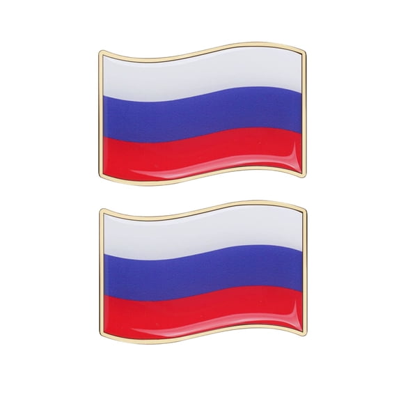 Ysmzzmsy 2 PCS Country Flag Car Emblem Sticker, 3.15 x 2 inches Golden Border, Metal Alloy, High Adhesive, Scratch-Resistant