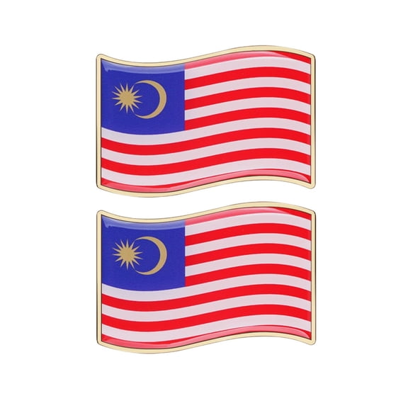 Ysmzzmsy 2 PCS Country Flag Car Emblem Sticker, 3.15 x 2 inches Golden Border, Metal Alloy, High Adhesive, Scratch-Resistant
