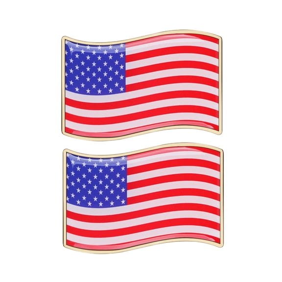 Ysmzzmsy 2 PCS Country Flag Car Emblem Sticker, 3.15 x 2 inches Golden Border, Metal Alloy, High Adhesive, Scratch-Resistant