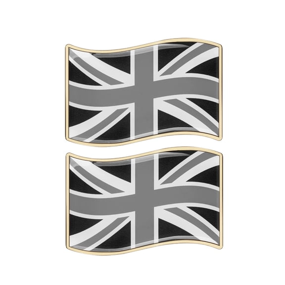Ysmzzmsy 2 PCS Country Flag Car Emblem Sticker, 3.15 x 2 inches Golden Border, Metal Alloy, High Adhesive, Scratch-Resistant