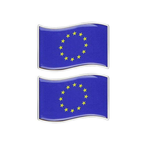 Ysmzzmsy 2 PCS Country Flag Car Emblem Sticker, 3.15 x 2 inches Silver Border, Metal Alloy, High Adhesi