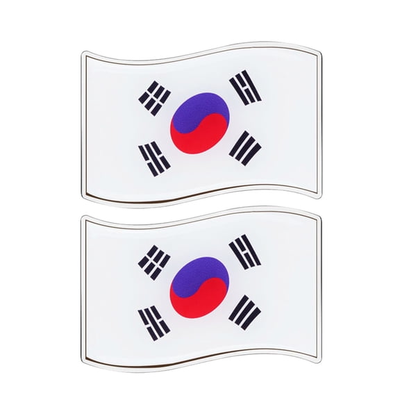 Ysmzzmsy 2 PCS Country Flag Car Emblem Sticker, 3.15 x 2 inches Silver Border, Metal Alloy, High Adhesi