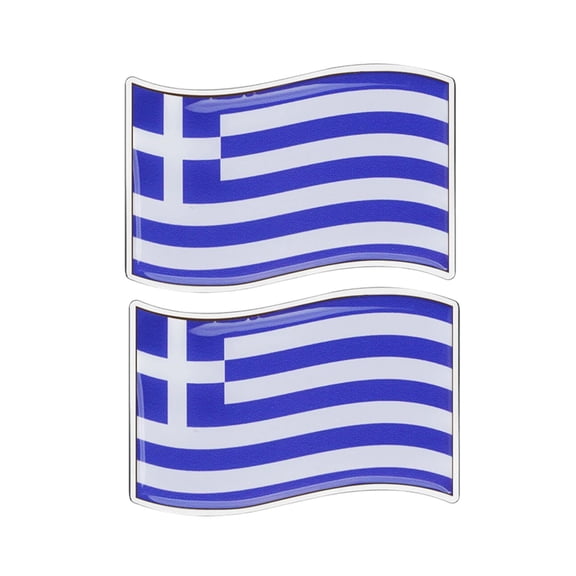 Ysmzzmsy 2 PCS Country Flag Car Emblem Sticker, 3.15 x 2 inches Silver Border, Metal Alloy, High Adhesi