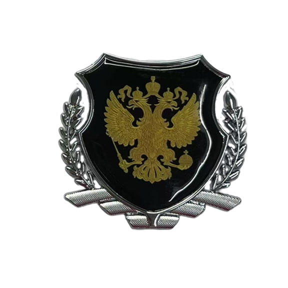 Ysmzzmsy Ysmzzmsy 1 PCS Russia Flag Shield Car Emblem, 3.15x3.35 inches, Gold Metal Frame , Decorative Auto Badge