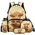 thumbnail image 1 of Yspwyqan Backpack Set Kids Boys, Sunflower Highland Cow 4 Piece Backpack and Lunchbox Set with Pencil Case, 17 Inch Lightweight Padded Straps Daypack for Middle High School Travel, 1 of 7