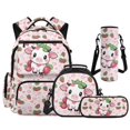 thumbnail image 1 of Yspwyqan Backpack Set Kids Girls, Strawberry Cow 4 Piece Backpack Lunchbox Set with Pencil Case, 17 Inch Lightweight Padded Straps Bookbag with Multi-Pocket for Elementary School, 1 of 7