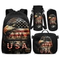 thumbnail image 1 of Yspwyqan Backpack Set for Kids, USA Flag Bald Eagle Kids Backpack Matching Lunch Box Set, Lightweight Fits 14 Inch Laptop, Large Capacity Schoolbag with Water Bottle Bag for Ages 8-15, 1 of 7