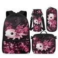 thumbnail image 1 of Yspwyqan Backpack Set for School, Galaxy Pink Axolotl Girls Backpack Set with Lunch Box Pencil Case, 17" Trendy Double Zip Casual Daypack for Middle High School Hiking, 1 of 7