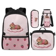 thumbnail image 1 of Yspwyqan Backpack Set for Teens, Strawberry Cloud Capybara Girls Backpack and Lunch Box Set with Pencil Case, 17 Inch Double Zip Casual Bookbag for High School Hiking, 1 of 7