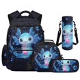 thumbnail image 1 of Yspwyqan Blue Axolotl Boba 4Pcs Backpack Set with Lunch Box Pencil Case Water Bottle, Multi-Pocket Lightweight Kids Backpack Set for Elementary Middle School, 1 of 7