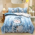 thumbnail image 1 of Yspwyqan Blue Winter Snowman King Size Comforter Set, Soft Fluffy 3 Piece Bedding Set for Christmas Holiday Bedroom, Includes 1 Comforter and 2 Matching Pillow Shams, 1 of 7