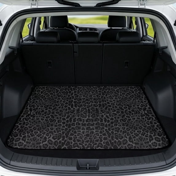 Yspwyqan Car Trunk Mat, Black Leopard Print 29" x 39" Non-Slip Universal Fit Cargo Liner, Season Resistant Auto Interior Accessory for Sedan SUV Wagon Daily Commute Trips
