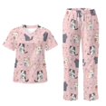 thumbnail image 1 of Yspwyqan Cartoon Cat Scrubs for Women Set Size XL, 2PCS V-Neck Stretchy Scrub Top & Straight Leg Pants, 6 Pockets Breathable Lightweight Medical Nurse Uniforms, 1 of 7