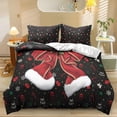 thumbnail image 1 of Yspwyqan Christmas Santa Bow Bedding Set Full, Black Xmas Holiday Bed Sets Comforter with 2 Pillow Shams, Soft Breathable Bedding for Bedroom Guest Room Decor, 1 of 7