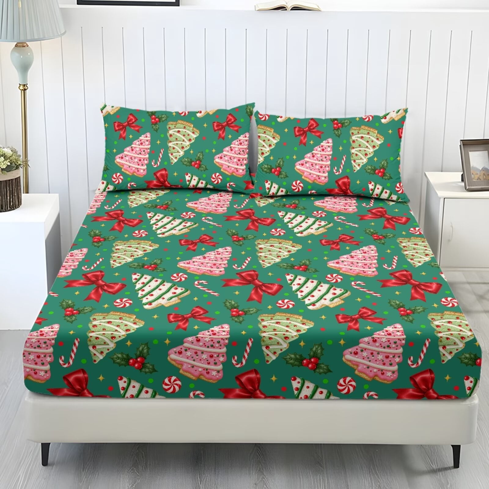 Yspwyqan Christmas Tree Cookie Fitted Sheet Twin XL Size, Soft Comfy ...