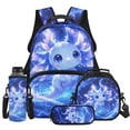 thumbnail image 1 of Yspwyqan Cosmic Galaxy Axolotl 4Pcs Backpack Set with Lunch Box Pencil Case Water Bottle, 17 Inch Lightweight Daypack for Elementary Middle School Travel, 1 of 7