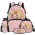 thumbnail image 1 of Yspwyqan Cute Capybara Backpack Set for Middle School, Pink Strawberry Milk Girls Lunchbox Set 4Pcs, 17 Inch Large Capacity Padded Straps Daypack for Hiking Back to School, 1 of 7