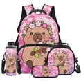 thumbnail image 1 of Yspwyqan Cute Capybara Backpack Set for Teens, Girls Cherry Blossom Backpack and Lunchbox Set 4Pcs, 17 Inch Trendy Large Capacity Bookbag for High School Travel, 1 of 7