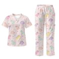 thumbnail image 1 of Yspwyqan Cute Dinosaur Scrub Uniforms for Women Set, 2 Piece V-Neck Short Sleeve Scrubs with 6 Pockets, Breathable Lightweight Quick Dry Uniform for Nurse Vet, Size 3XL, 1 of 7