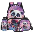 thumbnail image 1 of Yspwyqan Cute Panda Backpack Set for Middle School, Galaxy Rose Girls Backpack Lunchbox Set 4Pcs, 17 Inch Large Capacity Adjustable Straps Bookbag for Hiking Back to School, 1 of 7