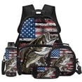thumbnail image 1 of Yspwyqan Distressed USA Flag 4Pcs Kids Backpack Set with Lunch Box Pencil Case, Largemouth Bass Lightweight Large Capacity Bookbag for Elementary Middle School Travel, 1 of 7
