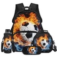 thumbnail image 1 of Yspwyqan Fire Water Soccer Ball Boys Backpack and Lunch Box Set, 4 Piece Lightweight Trendy Kids Backpack Set for Elementary Middle School Camping Travel, 1 of 7