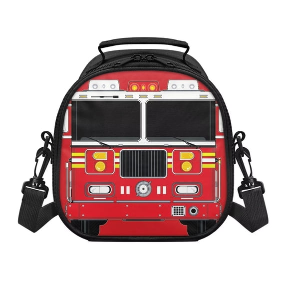 Yspwyqan Fire truck Print Kids Insulated Lunch Tote Double-Insulated Lunch Bag Holds Lunch Box, Water Bottle, & Snacks Easy to Clean Suitable for Preschool and Elementary School Age Children