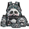 thumbnail image 1 of Yspwyqan Floral Cute Panda Backpack Set With Lunch Box Pencil Case Girls, 4Pcs 17 Inch Fits 13 Inch Laptop Backpack for Kids Large Capacity Adjustable Straps Bag for School, 1 of 7
