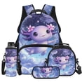thumbnail image 1 of Yspwyqan Galaxy Axolotl Backpack Set for Girls, Purple Flower 4 Piece School Backpack Set with Lunch Box Pencil Case, 17 Inch Fashionable Bags for Elementary School, 1 of 7