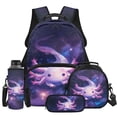 thumbnail image 1 of Yspwyqan Galaxy Axolotl Kids Backpack Set for Travel, with Lunch Box Water Bottle Bag, 17 Inch Lightweight Large Capacity Girls Backpack for Back to School Hiking, 1 of 7