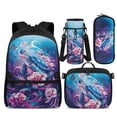 thumbnail image 1 of Yspwyqan Galaxy Floral Sea Turtle Backpack Set With Lunch Box Pencil Case Girls, 4Pcs Kids Backpack Set for School, Lightweight Fits 14" Laptop Trendy Daypack for High School Travel, 1 of 7