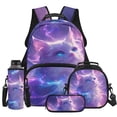 thumbnail image 1 of Yspwyqan Galaxy White Cat School Backpack Set for Kids, 4Pcs Girls Backpack Set with Lunch Box Pencil Case Water Bottle Bag, Lightweight Bookbag Fits 13 Inch Laptop for Elementary Middle School, 1 of 7