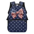 thumbnail image 1 of Yspwyqan Girls Backpack Ages 8-10, USA Flag Star Bow School Backpack 17 Inch with Side Pockets, Double Zipper Large Capacity Bookbag, Fits 15.6 Laptop for Elementary Middle School, 1 of 7