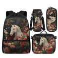 thumbnail image 1 of Yspwyqan Girls Backpack Lunchbox Set, Rose White Horse Backpack Set for Kids 4Pcs, Large Capacity Fits 14" Laptop Bags Double Zipper Front Pocket for Elementary Travel Daypack, 1 of 7