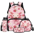 thumbnail image 1 of Yspwyqan Girls Backpack and Lunchbox Set, Strawberry Pink Axolotl 4 Piece School Backpack Set, Lightweight Trendy Daypack Fits 13 Inch Laptop for High School Travel Hiking, 1 of 7