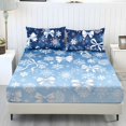 thumbnail image 1 of Yspwyqan Gradient Blue Snowflake Bow Queen Fitted Sheet, Soft Breathable Bedding Set Without Flat Sheet, Includes 1 Fitted Sheet & 2 Pillowcases for Girls Boys Winter, 1 of 3