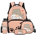 thumbnail image 1 of Yspwyqan Grey and White Cat Kids Backpack Set 4Pcs with Lunch Box Pencil Case Water Bottle Bag, 17 Inch Lightweight Bookbag Fits 13 Inch Laptop for Elementary Middle School Travel, 1 of 7