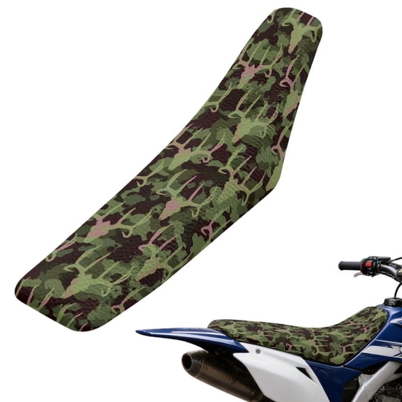 Yspwyqan Gripper Dirt Bike Seat Cover Compatible with Motocross Enduro Off-Road Dirt Pit Bike, Non-Slip Camouflage Deer Faux PU Leather Motorcycle Universal Seat Cover