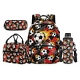 thumbnail image 1 of Yspwyqan Kids Backpack And Lunch Box Set, Flame Soccer Print 4 Piece Backpack Set for Kids Boys, Large Capacity 600D Polyester Bags for Elementary Middle School Travel, 1 of 7