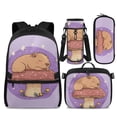 thumbnail image 1 of Yspwyqan Kids Backpack Set for Boys Girls Ages 8-15, Mushroom Capybara Backpack and Lunchbox Set with Front Pocket, Large Capacity Adjustable Straps Bags for Elementary, 1 of 7