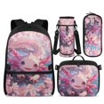 thumbnail image 1 of Yspwyqan Kids Backpack Set, Cherry Blossom Axolotl Backpack and Lunch Box Set Girls Ages 8-15, 17" Double Zipper Trendy Daypack with Water Bottle Bag for High School, 1 of 7
